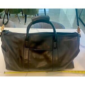 COACH Leather Weekender Duffel Gym Travel Shoulder Bag 0596 Black